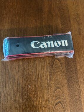 Canon Black Camera Neck Strap with Red Trim